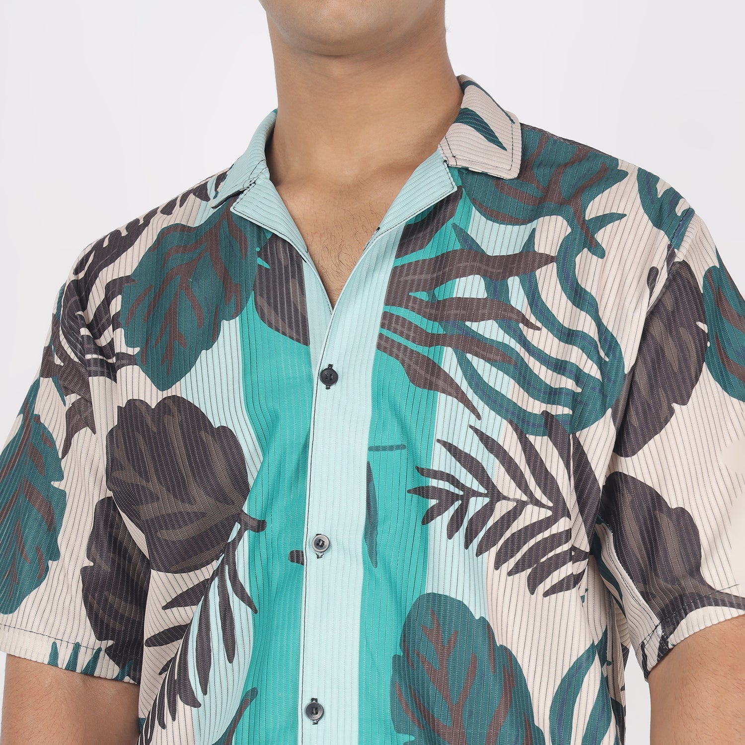 Men Black Flower Print Funky Shirt