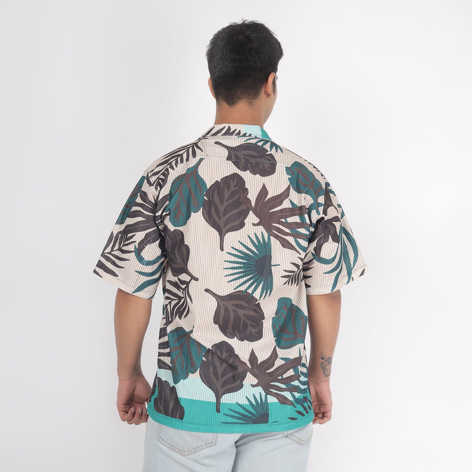 Men Black Flower Print Funky Shirt