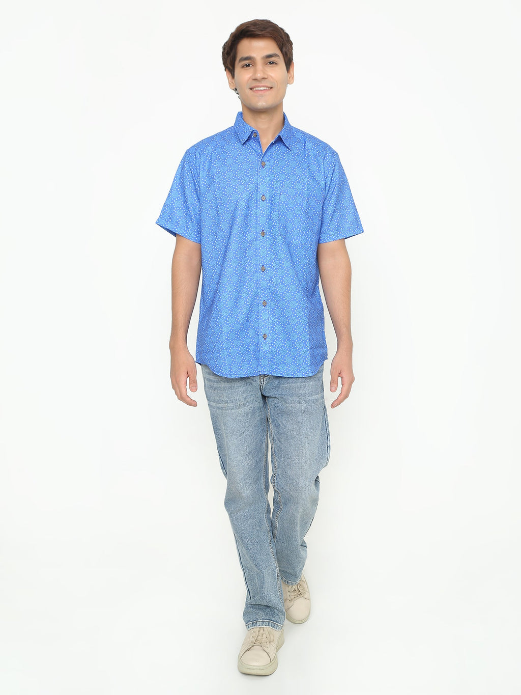 Dark Blue Printed Casuals Shirt