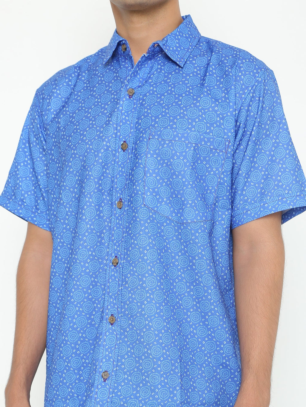 Dark Blue Printed Casuals Shirt