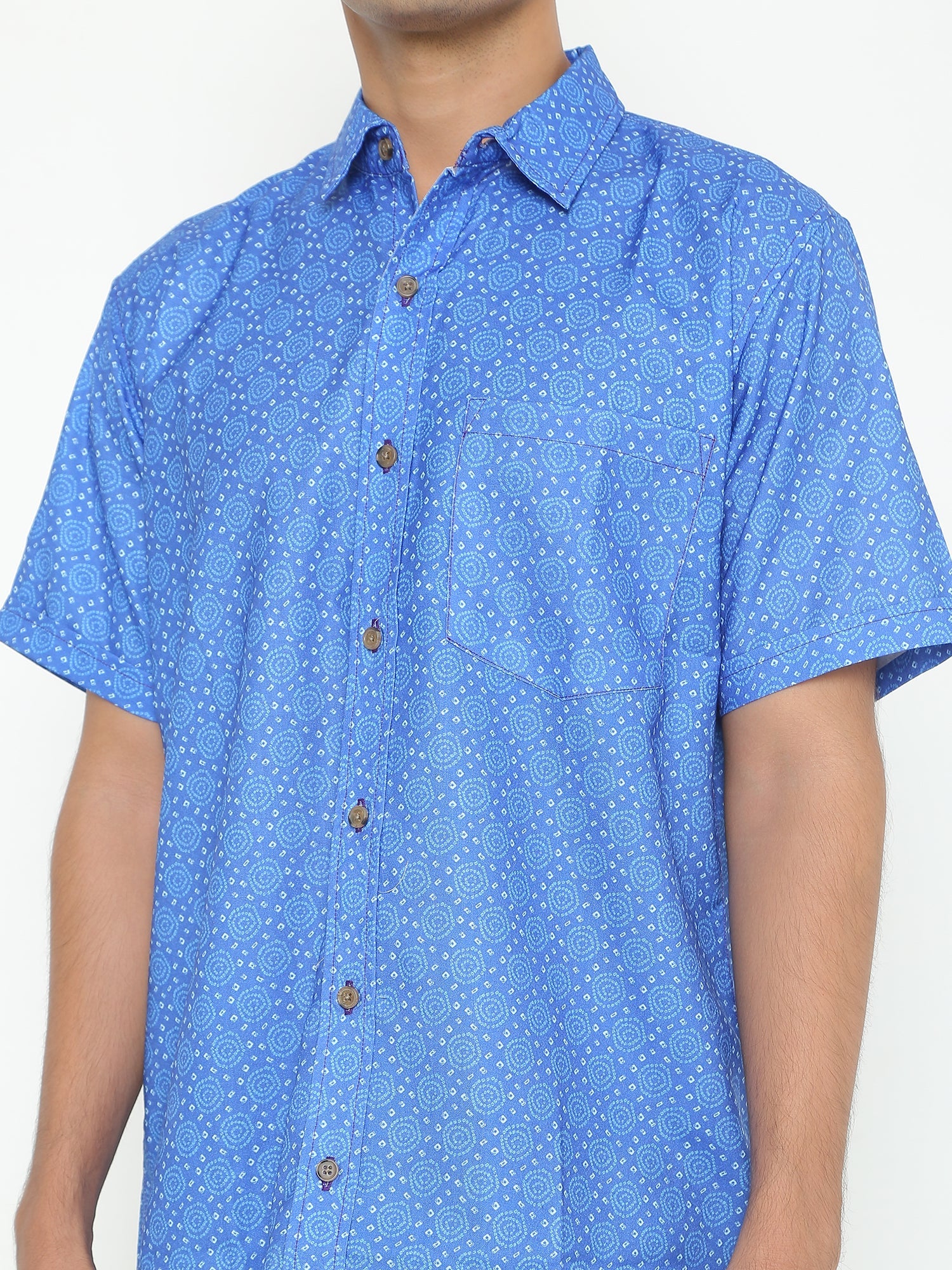 Dark Blue Printed Casuals Shirt