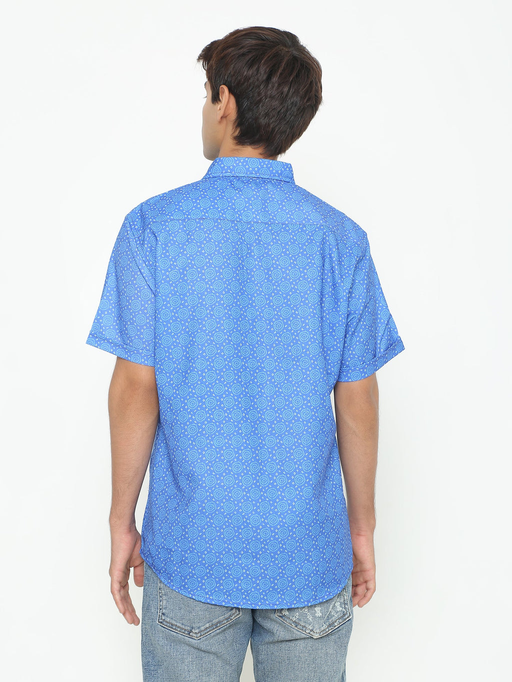 Dark Blue Printed Casuals Shirt