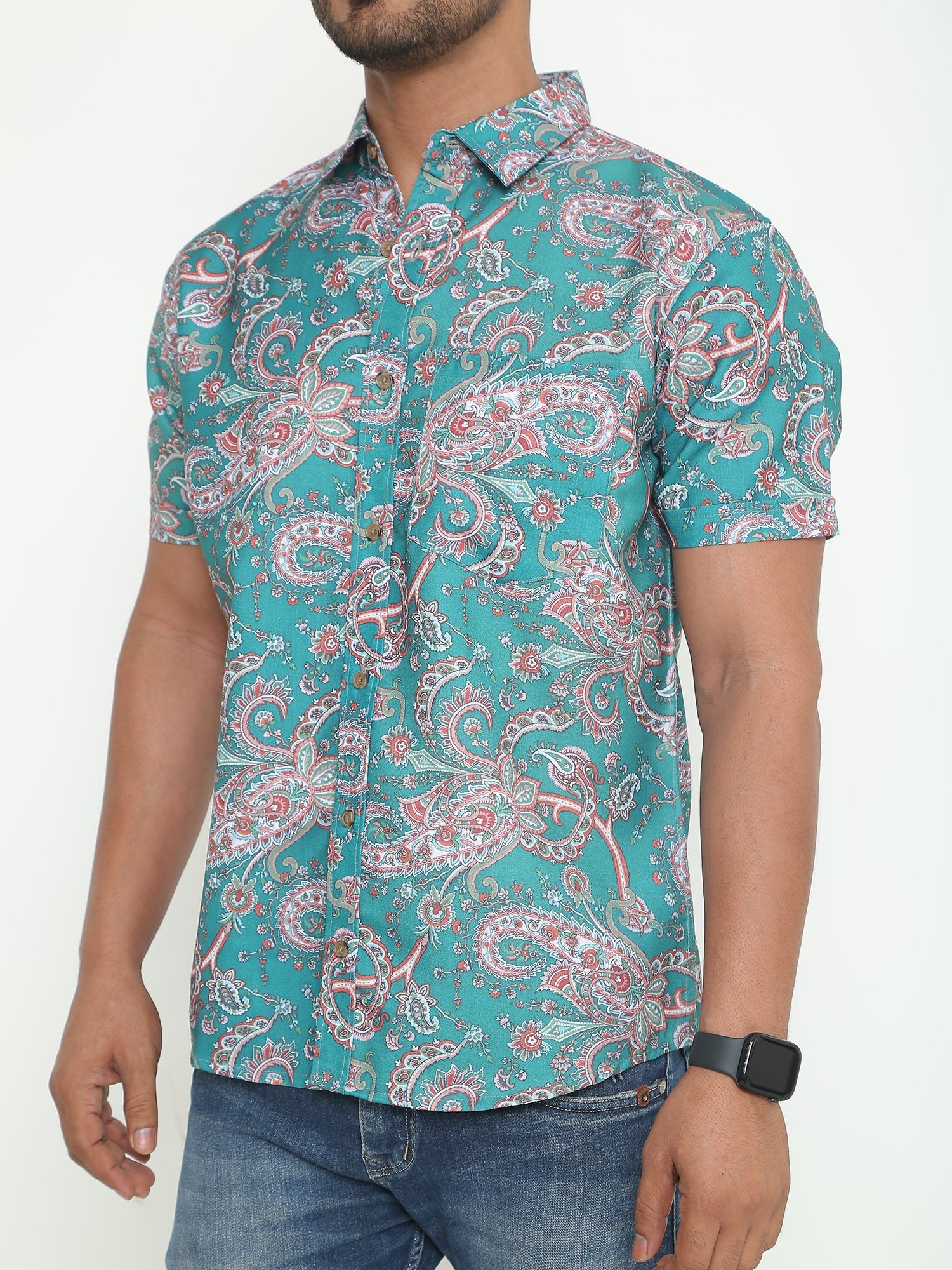 Gennaro Light Green Printed Casuals Shirt