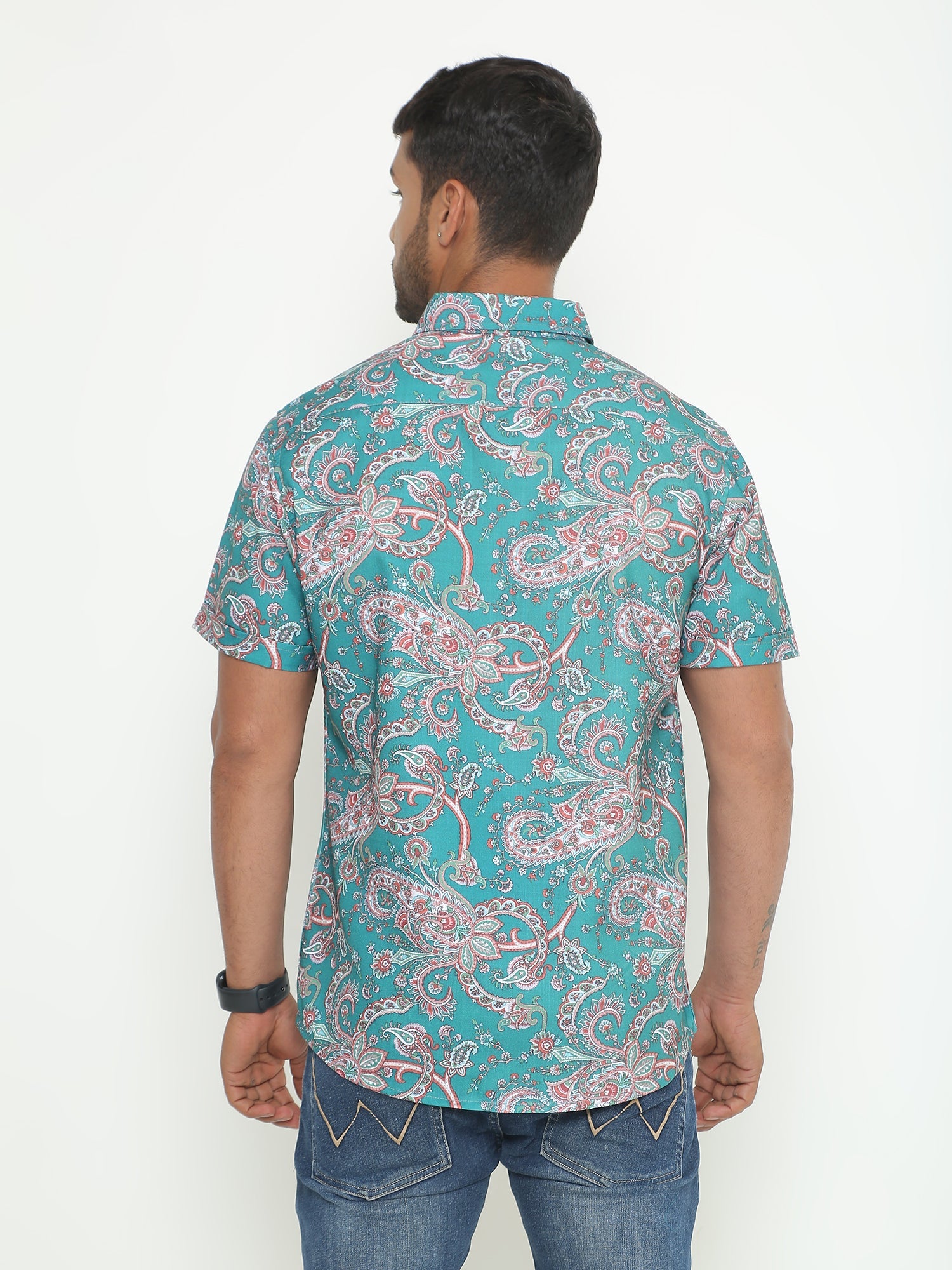 Gennaro Light Green Printed Casuals Shirt