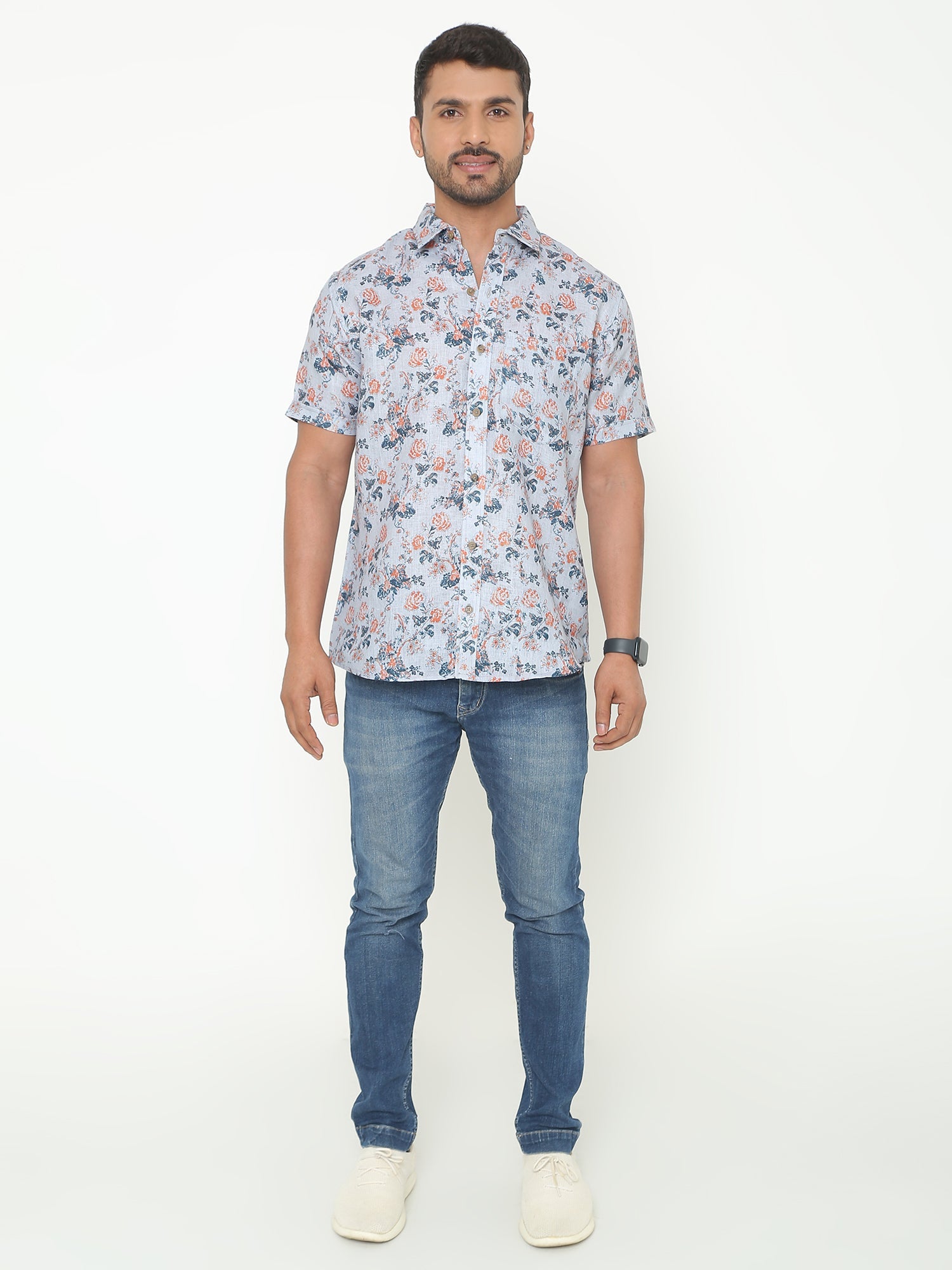 Grey Flower Printed Casuals Shirt (Copy)