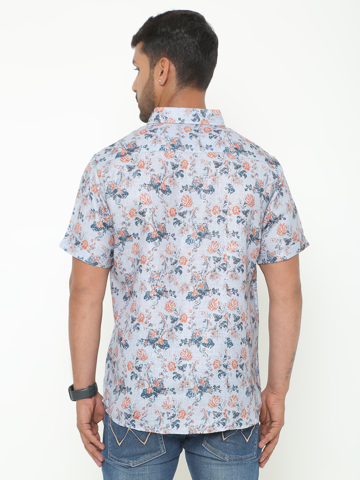 Grey Flower Printed Casuals Shirt (Copy)