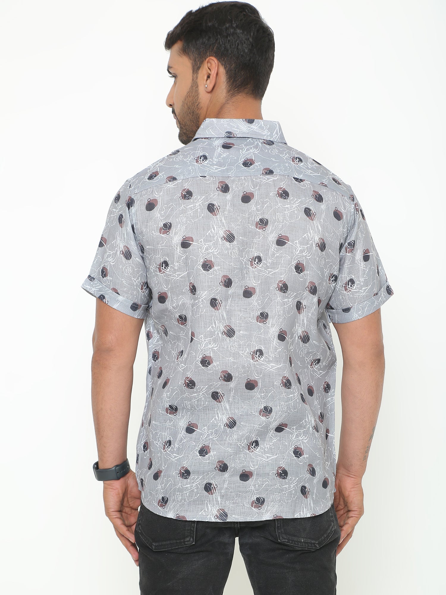 Grey Jacquard Printed Casuals Shirt
