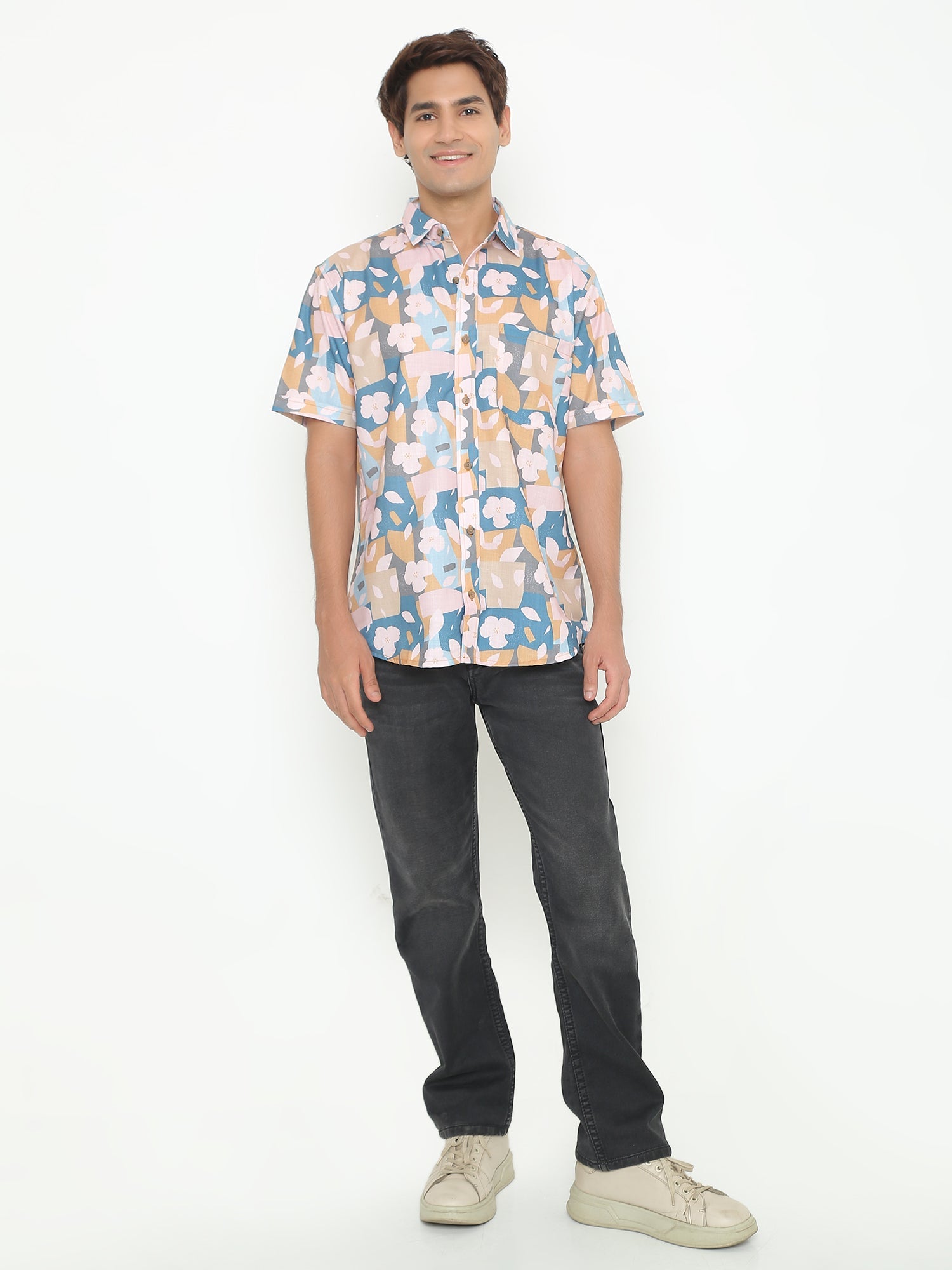 Dylan Light Blue Printed Casuals Shirt