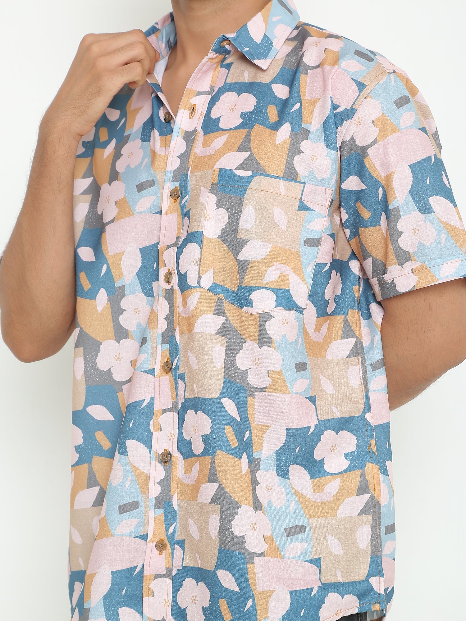 Dylan Light Blue Printed Casuals Shirt