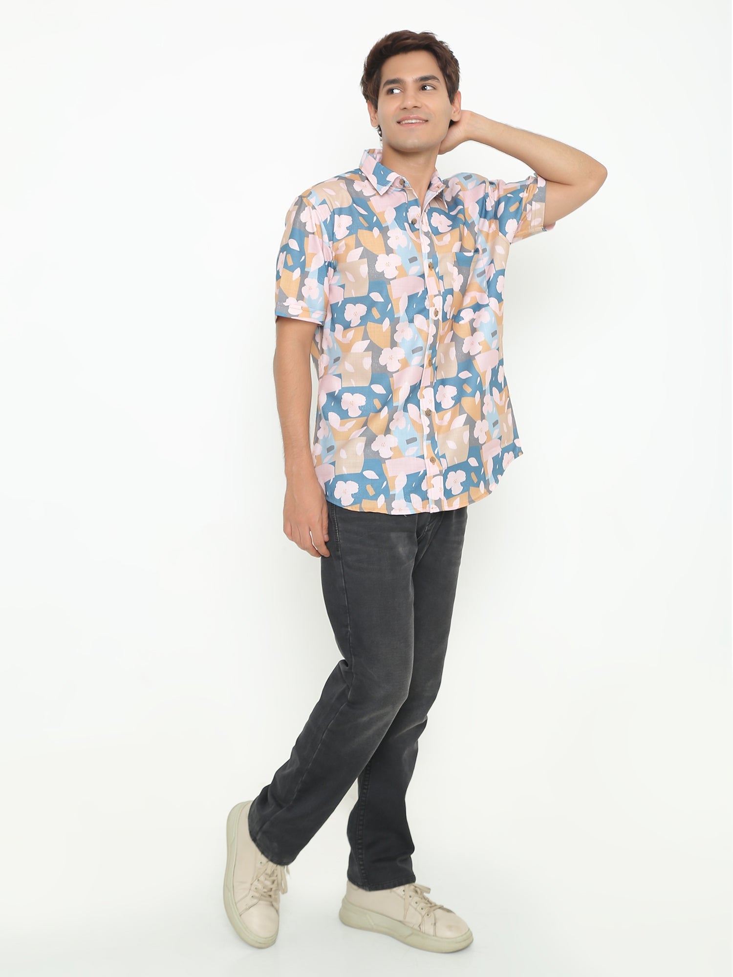 Dylan Light Blue Printed Casuals Shirt