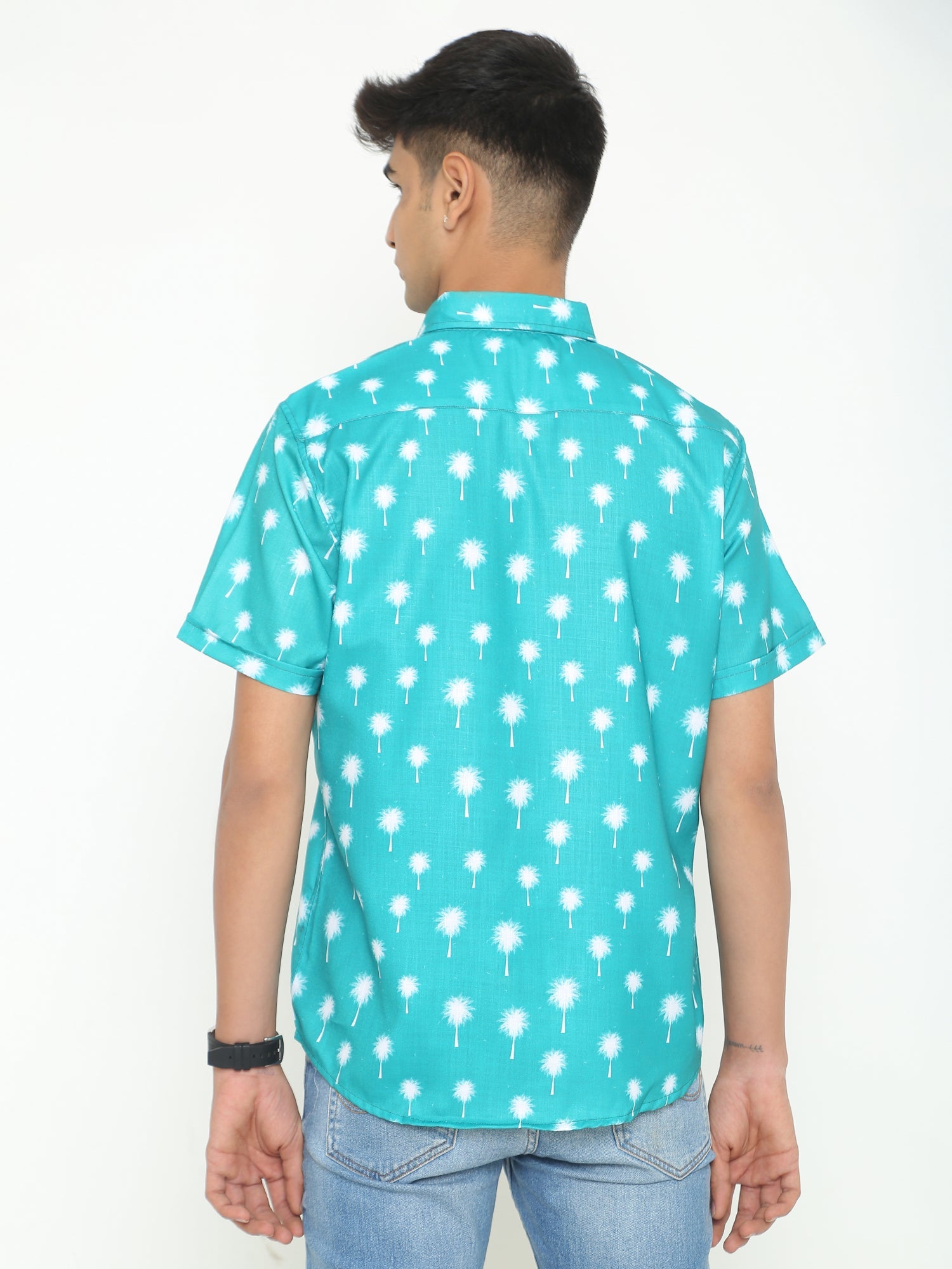 Modest Sky Blue Floral Printed Casuals Shirt