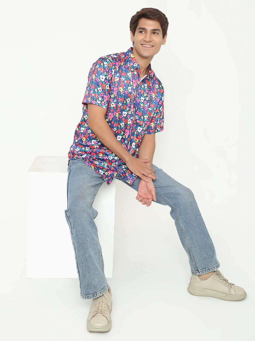 Blue Multi Giza Abstract Printed Casuals Shirt