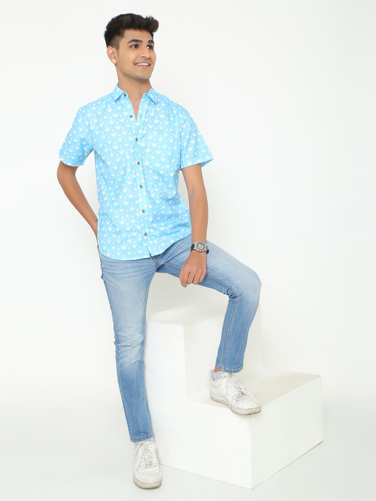 Modest Multi Geometric Printed Casuals Shirt